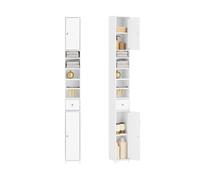 SoBuy BZR34 armario alto para baño con almacenamiento ajustable, armario para baño, armario para habitación, estante de baño estrecho que ahorra espacio, muebles de baño Gris claro