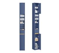 Sobuy bzr34-ii-w columna de baño estrecha - repelente al agua, armario de baño alto con estantes ajustables y cajón - armario que ahorra espacio, mdf, blanco, 20x180x20c