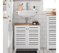 SoBuy BZR40-W - Mueble de baño para Debajo del Lavabo, Color Blanco y Natural, 60 x 59 x 30 cm ES