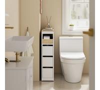 SoBuy BZR54-K-W Armario de baño con Rollos 20 cm con 3 cajones Armario de inodoros móvil para inodoro pequeño Blanco 60x20x82,3 BLANCO
