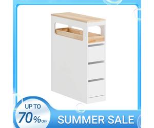SoBuy BZR54 niche rack con 3 cajones y 1 bandeja extraíble estante de cocina con estante para carrito de baño enrollable BLANCO