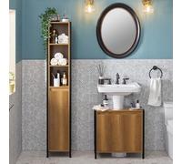 SoBuy Mueble Baño Alto Armario Baño Estrecho 30x168x28 cm Estilo Industrial