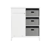 SoBuy Mueble para Ropa - Armario de Baño Independiente con Cestos para Ropa - Mueble Auxiliar Baño con Cajón de Madera, para Espacios Pequeños, Ahorraespacio, Blanco, 80x91x38cm, BZR77-W