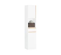SoBuy Mueble Baño Armario Alto Estrecho para Baño con Cajón, Estante Abierto y 2 Puertas - Mueble Auxiliar Columna Blanca para Almacenaje Baño, Lavandería o Aseo, 35x33x170 cm BZR80-W