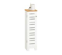 SoBuy BZR85-W Soporte independiente para ruedas de inodoro Armario para inodoro Almacenamiento de papel higiénico Estante de baño Armario de baño Blanco Naturaleza BLANCO