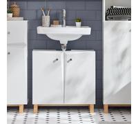 Mueble para debajo del lavabo armario de baño de suelo con 2 puertas y estante 60 x 30 x 60 cm blanco bzr92-w sobuy