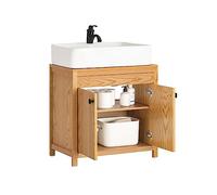 SoBuy BZR98-N Mueble para Debajo del Lavabo Fregadero Armario de Baño Armario de Almacenaje de Suelo 2 Puertas 60 x 35 x 60 cm Madera ES