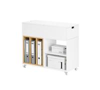 SoBuy Cajonera Oficina con Ruedas y Soporte Impresora 30x61x70cm | Archivador móvil con tapa abatible, cajón y estantería extraíble para oficina FBT134-W