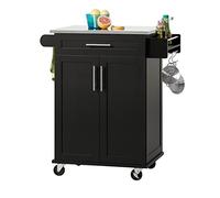 SoBuy Carrito Auxiliar con Ruedas Carro Cocina Carro Auxiliar Cocina Mesa Auxiliar Cocina Mueble Auxiliar de Cocina Estantería Cocina Isla Cocina con Ruedas Negro 80×46×90 cm FKW110-SCH