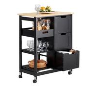 SoBuy Carrito Auxiliar con Ruedas con Freno & 3 cajones, 68x85x38cm, Cocina