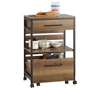 SoBuy Carrito Auxiliar con Ruedas y Cajón Móvil para Cocina, Mueble Multiusos tipo Barra e Isla Cocina con 2 Cajones, Estante y Encimera, Carro Cocina para Comedor o Restaurante, 60x45x90 cm FKW118-PF