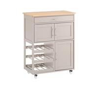 Sobuy carrito auxiliar de cocina con ruedas mueble cocina con cajón botellero y estantes carro multifuncional como mesa auxiliar para estantería cocina comedor y exteriores caqui 67x86x38cm fkw45-ka