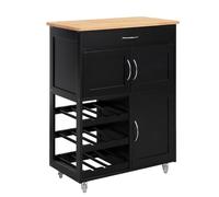 SoBuy Carrito Auxiliar de Cocina, Frenos & botellero 9 Botellas, 67x86x38cm