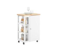 Sobuy carrito auxiliar de cocina tres estantes y una puerta 60x40x90cm blanco fkw75-wn 90 cm