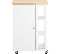 SoBuy Carrito auxiliar de cocina tres estantes y una puerta vidrio blanco