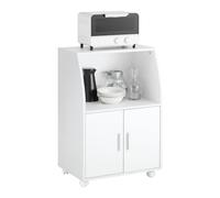 SoBuy Carrito Cocina Blanco con Ruedas - Mueble Auxiliar con Puertas y Estante Ajustable - Carro de Cocina Compacto para Almacenaje en Oficina o Comedor, 92x59x40cm FRG241-W