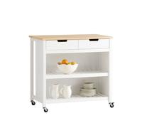 SoBuy® FKW74-WN - Carro de Almacenamiento de Cocina, Estante de Almacenamiento, Cocina, Desayuno, Mesa de Bar, Color Blanco y Natural