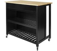 SoBuy Carrito de cocina con 2 cajones y 2 estantes mdf negro