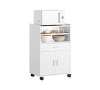 SoBuy Carrito de Cocina con Ruedas y Encimera Extensible Mueble Auxiliar para Microondas, Isla de Cocina Blanca 92x59x40cm para Comedor u Oficina FSB09-W