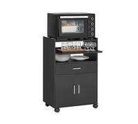 SoBuy Carrito de Cocina con Ruedas y Encimera Extensible Mueble Auxiliar para Microondas, Organizador de Cocina, Negra 92x59x40cm para Comedor u Oficina FSB09-SCH