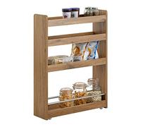 SoBuy Carro Auxiliar con Ruedas para Cocina y Baño Estante Salvaspacio de 4 Niveles Verdulero de Cocina y Carrito Organizador Compacto para Cocina, Baño, Productos de Belleza, Vintage NSR01-PF