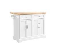 Sobuy | carro de cocina blanco con 2 cajones | carro de cocina plegable con gran capacidad de almacenamiento | carro de cocina blanco mdf para cocinas pequeñas | 115×71×93 cm | capacidad de carga 98 k