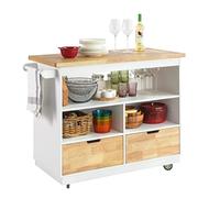 SoBuy Carro de Cocina Carrito de Servir Multiusos Estantería con Especiero y Dos cajones 110 x 55 x 91 cm FKW107-WN ES