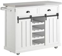 SoBuy Carro de cocina con piso de acero mdf blanco
