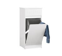 SoBuy Mueble de Baño con Cesta de Ropa - Armario de Lavandería con Cajón - Armario Compacto para Espacios Pequeños, Mueble Auxiliar de Baño de Madera, Blanco, 40 x 90 x 38 cm, BZR110-W