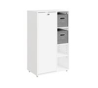 Sobuy | cesto para ropa suja blanco con puerta | armario de baño con estantes fijos | mueble auxiliar de aglomerado | 50×30×85 cm | capacidad de carga 35 kg | bzr218-w 30 cm