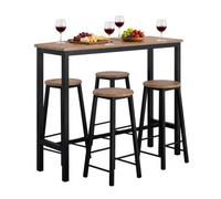SoBuy Conjunto de Mesa de Bar con 4 Taburetes, 120 cm, Negro y Madera | Ideal para Comidas Familiares y Reuniones con Amigos en Cocina, Comedor, Balcón, Exterior y Jardín, OGT22-SCH