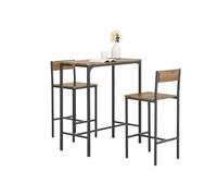 SoBuy Conjunto Mesa Alta de Cocina con 2 taburetes Altos - Mesa Barra Cocina 100 cm Altura - Ahorra Espacio para Comedor pequeño o balcón - Estilo Industrial Madera y Metal OGT03-XL