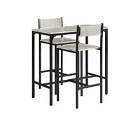 SoBuy Conjunto Mesa Alta de Cocina con 2 taburetes Altos - Mesa Barra Cocina 87 cm Altura - Ahorra Espacio para Comedor pequeño, balcón o Cocina - Estilo Industrial Madera y Metal OGT03-HG