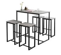 SoBuy Conjunto Mesa Alta de Cocina con 4 Taburetes - Mesa de Bar Alta para Cocina y Comedor, Ahorro de Espacio para Pisos Pequeños, Balcón o Isla Cocina, Color Gris, 100x60x96cm OGT15-HG