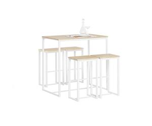 SoBuy Conjunto Mesa Alta de Cocina con 4 Taburetes - Mesa de Bar Alta para Comedor, Ahorro de Espacio para Pisos Pequeños, Balcón o Isla Cocina, Acabado Madera Natural, 100x60x96cm OGT15-WN