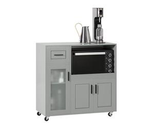 SoBuy Desserte con Ruedas, Isla de Cocina con Ruedas, Mueble Auxiliar de Cocina, Soporte para Microondas, Carrito Móvil para Sala de Comedor y Oficina en Casa 88,5 x 40 x 89 cm Gris FSB78-HG
