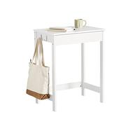 SoBuy Escritorio Mesa de Ordenador con Un Cajón y 2 Percheros H76 cm Blanco FWT43-W ES