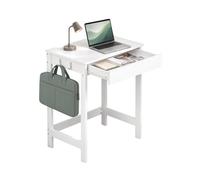 SoBuy Escritorio Pequeño 60x40x77cm con Cajón y Ganchos Blanco | Solución Completa para Teletrabajo y Estudio, Ideal para Pisos Pequeños y Residencias, Carga 60kg, FWT43-W