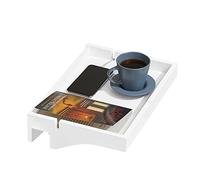 SoBuy Estante de Noche Clip con Ranuras para Cables - Mesilla de Bambú para Libros, Teléfono & Gafas, 36x25x9cm, Blanco NKD01-W