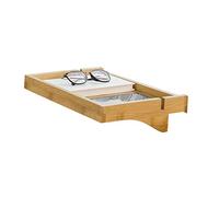 SoBuy Estante de Noche Clip con Ranuras para Cables - Mesilla de Bambú para Libros, Teléfono & Gafas, 36x25x9cm, Natural NKD01-N