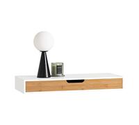 SoBuy Estante Flotante con Cajón - Estantería Moderna para Entrada, Sala y Dormitorio - Blanco & Natural 60x24x8cm FRG93-WN