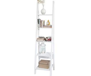 SoBuy Estantería Almacenaje de Madera Librerías para Libros de Pie con 5 Estantes Estanterias de Diseño 44 x 180 x 39 cm Blanco FRG101-W ES