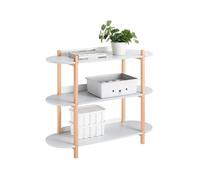 Sobuy estantería de almacenamiento de 3 niveles mesa auxiliar de madera mesa de centro pequeña para sala de estar oficina dormitorio gris hstr01-h-hg 33 cm