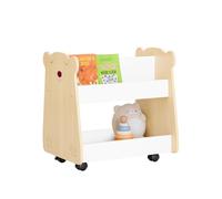 SoBuy Estantería Infantil Mueble Librería Infantil para niños de 2 Estantes Estantería Infantil de Almacenamiento Organizador de Juguetes con 4 Ruedas Blanco 50 x 40 x 53 cm KMB103-WN ES