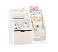 SoBuy Estantería Libros Infantil Librería Infantil con 3 Estantes y 1 Compartimento Mueble Juguetes Organizador Estanteria Habitacion Niños Blanco 80x40x80cm KMB119-W