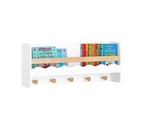 SoBuy Estantería Pared Infantil 5 Ganchos Soporta hasta 25kg 73x15x30cm | librería con perchero, 5 ganchos y estante, MDF E1 KMB78-W