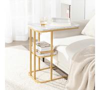SoBuy Mesa Auxiliar Mármol con Metal Dorado 50x30x58cm