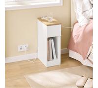 SoBuy FBT111-II-WN mesita de noche mesita de noche estrecha mesa auxiliar con cajón y mesita de noche de almacenamiento BLANCO