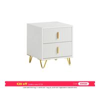 Mesa auxiliar mesita de nocher mobiliario de salón moderno con 2 cajones l40xp40xh47 cm fbt115-w sobuy 47 cm