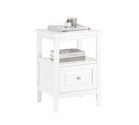 SoBuy Mesita de Noche con 1 Cajón y 1 Estante Abierto Mesa Auxiliar para Salón y Dormitorio Blanco 45 x 35 x 60 cm FBT131-W ES